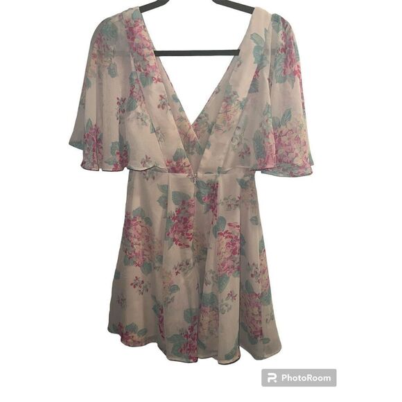 ✨ASOS Wrap Front Angel Sleeve Sz 4 Dress in Pretty Hydrangea Print✨ - Picture 7 of 9